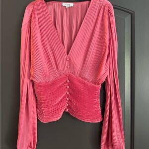 Fate Pink Pleated Blouse with Button Details